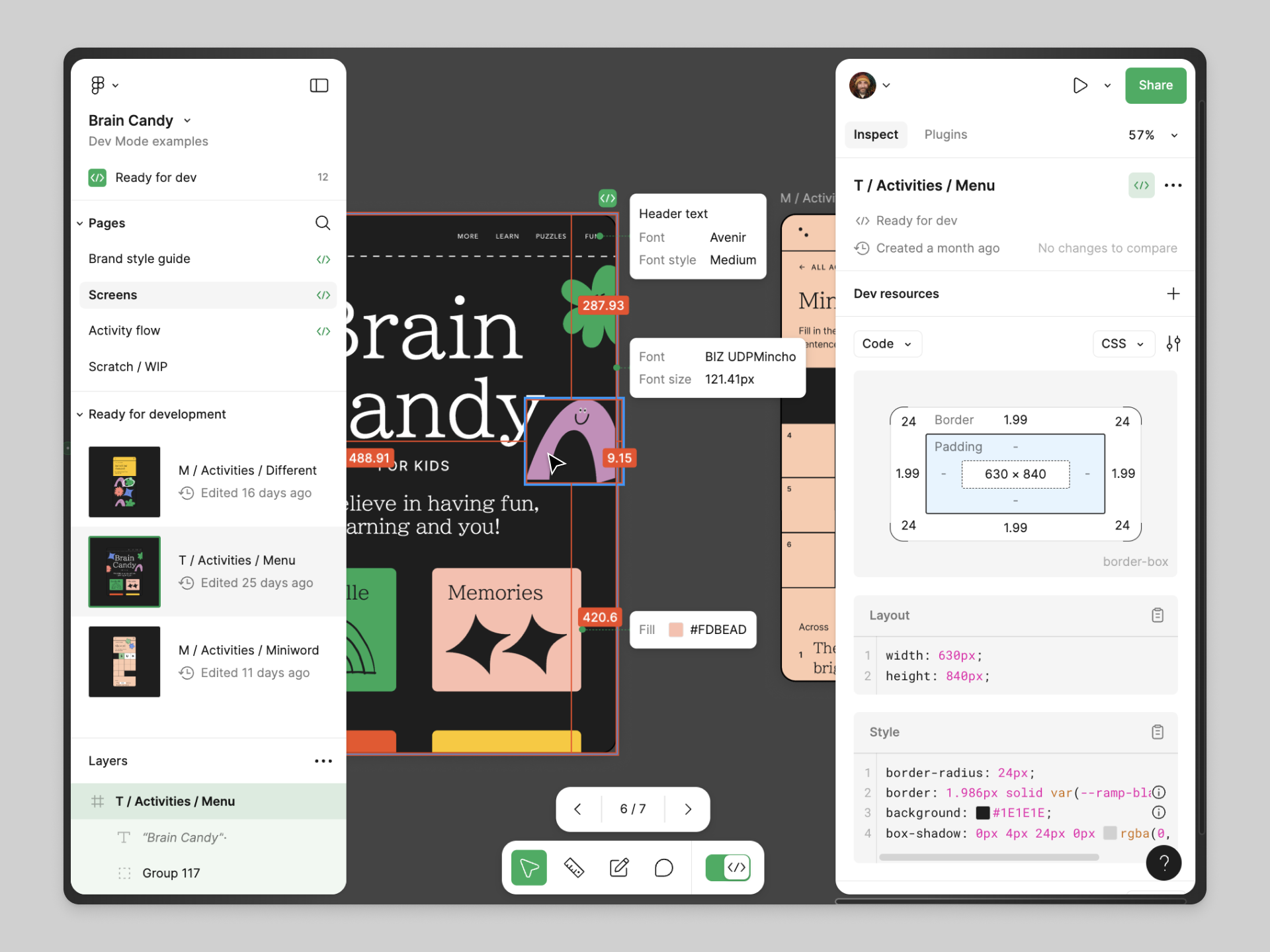 Fonctions avancées de Dev Mode (Figma)