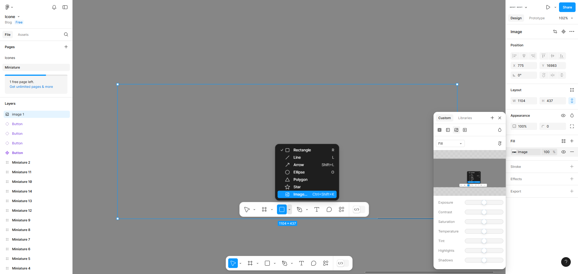 Manipuler les images après importation (Figma)