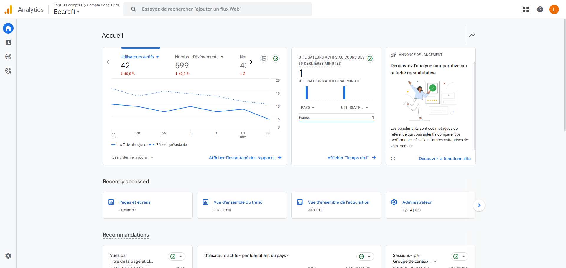 Tableau de Bord (Dashboard) (Google Analytics)